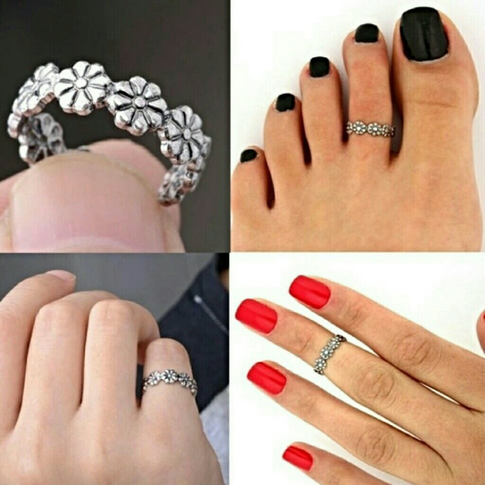 🌹Flower Toe or Midi Ring